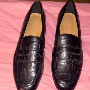 Nine West Black leather Crocodile Pattern Loafers